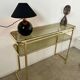 Ancienne console en laiton doré design italien Milo Baughman pour Morex Année 70 vintage