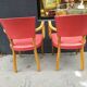 Pair of red vintage bridge armchairs