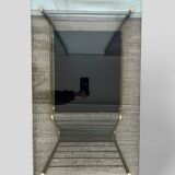 Modernist coffee table in metal and smoked glass