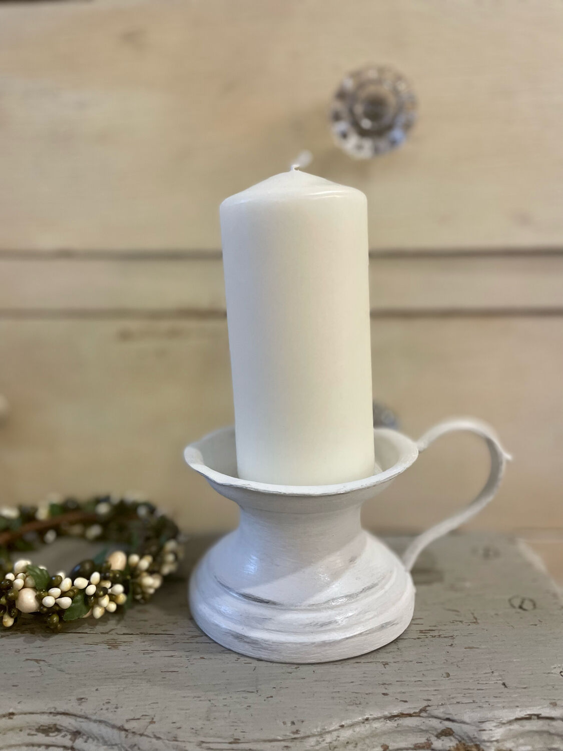 Picnic candle holder XIXth white