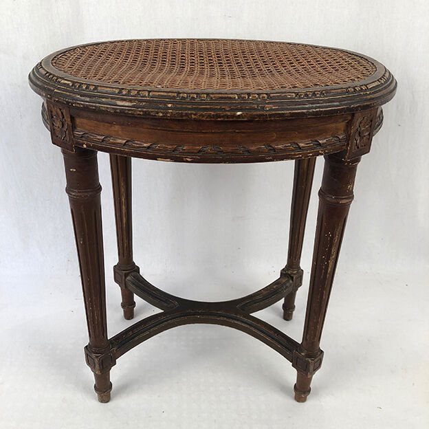 Stool in varnished natural wood Louis XVI style