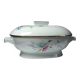 Art Deco style soup tureen with floral decoration, vintage celadon porcelain from Limoges, France.