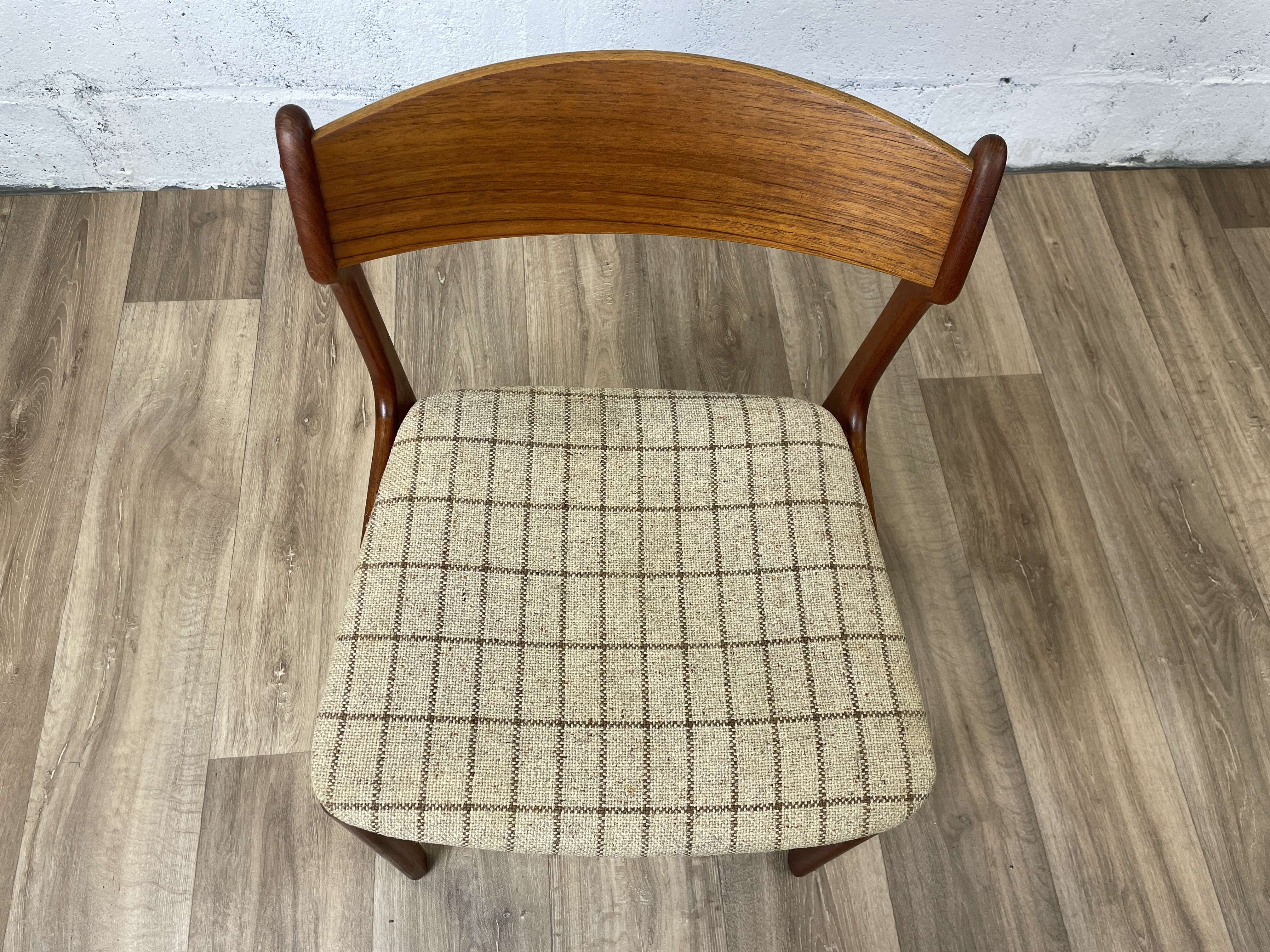 Vintage Scandinavian chair by Erik Buch for O.D. Møbler, in teak and plaid fabric, 60s
