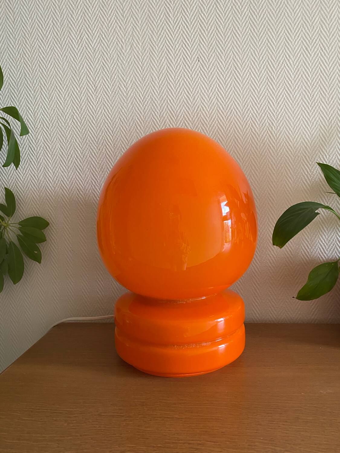 Lampe vintage Space age en verre orange
