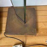 Paire de grands lampadaires en verre et laiton années 70