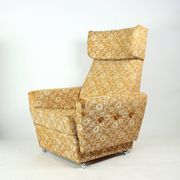 Midcentury Wingchair On Wheels By Ton, Czechoslovakia 1960s