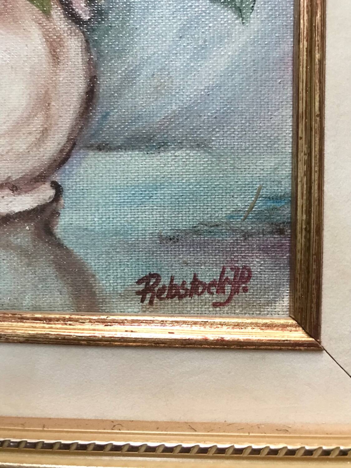 Framed canvas painting