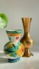 Vases céramique artisanale laiton ciselé vintage