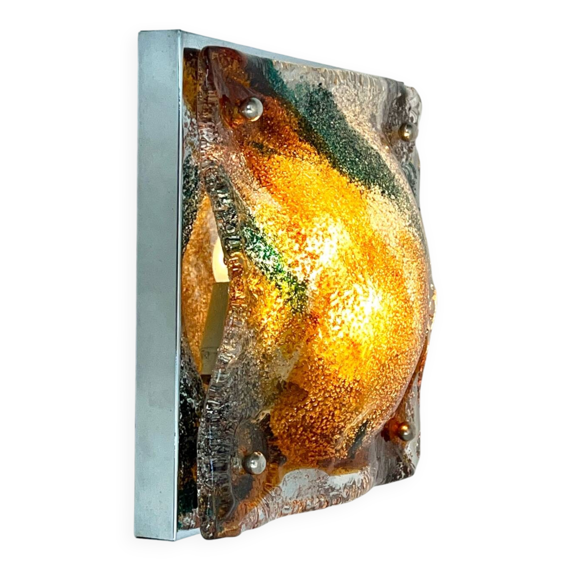 Italian Murano glass and chrome wall lamp Mazzega 70s