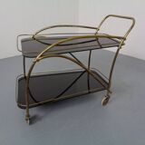 Mid-Century French Brass & Glass Serving Bar Cart, 1960s