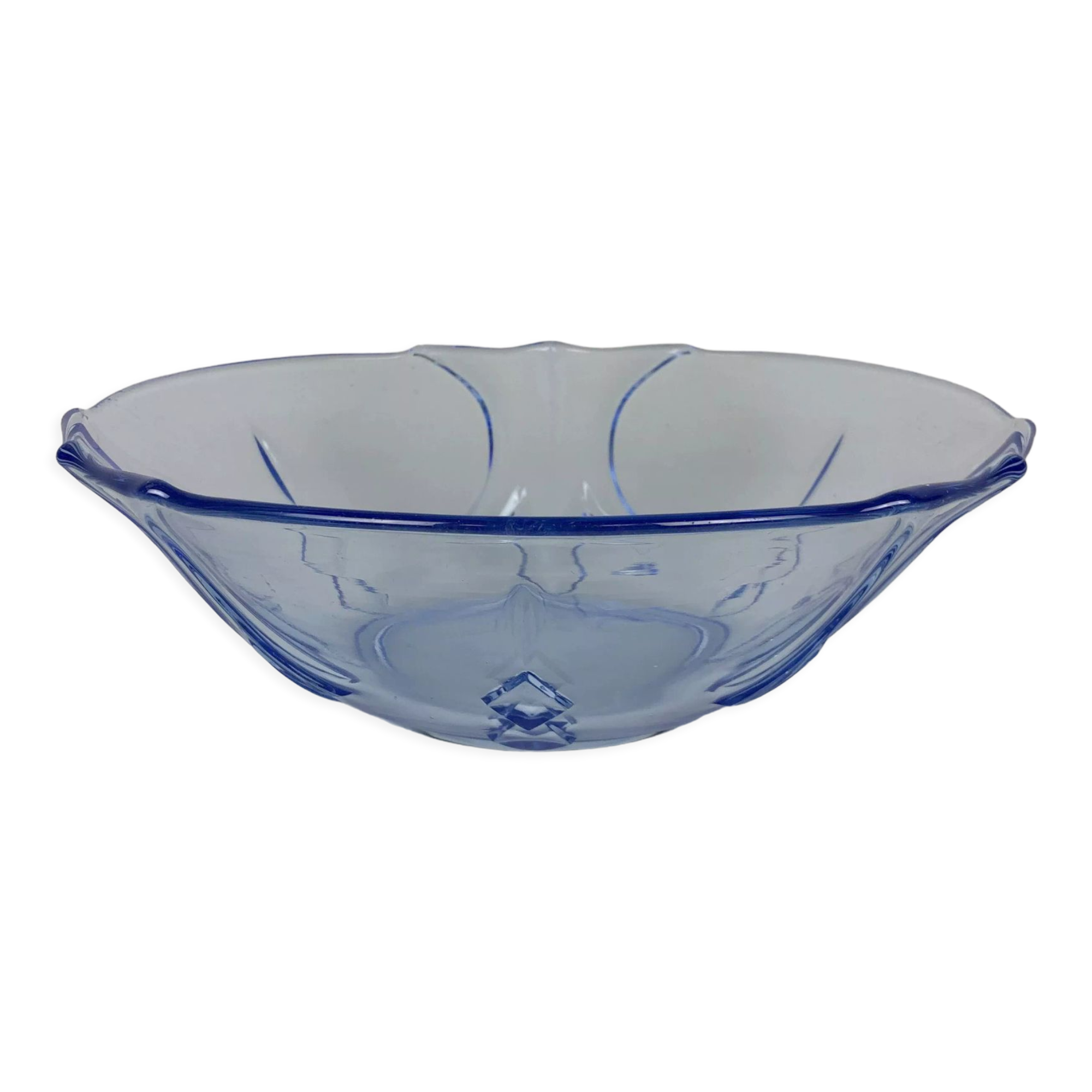 Récipient En Cristal Bleu Foncé - Style Bol, Hauteur 7 Cm, Occasion, Origine France