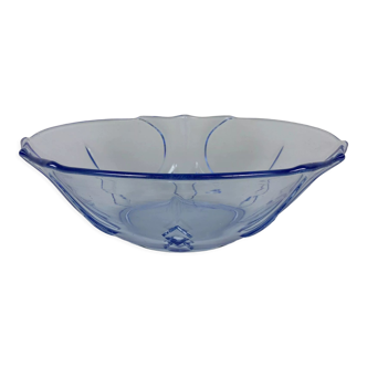 Vintage transparent blue glass serving bowl
