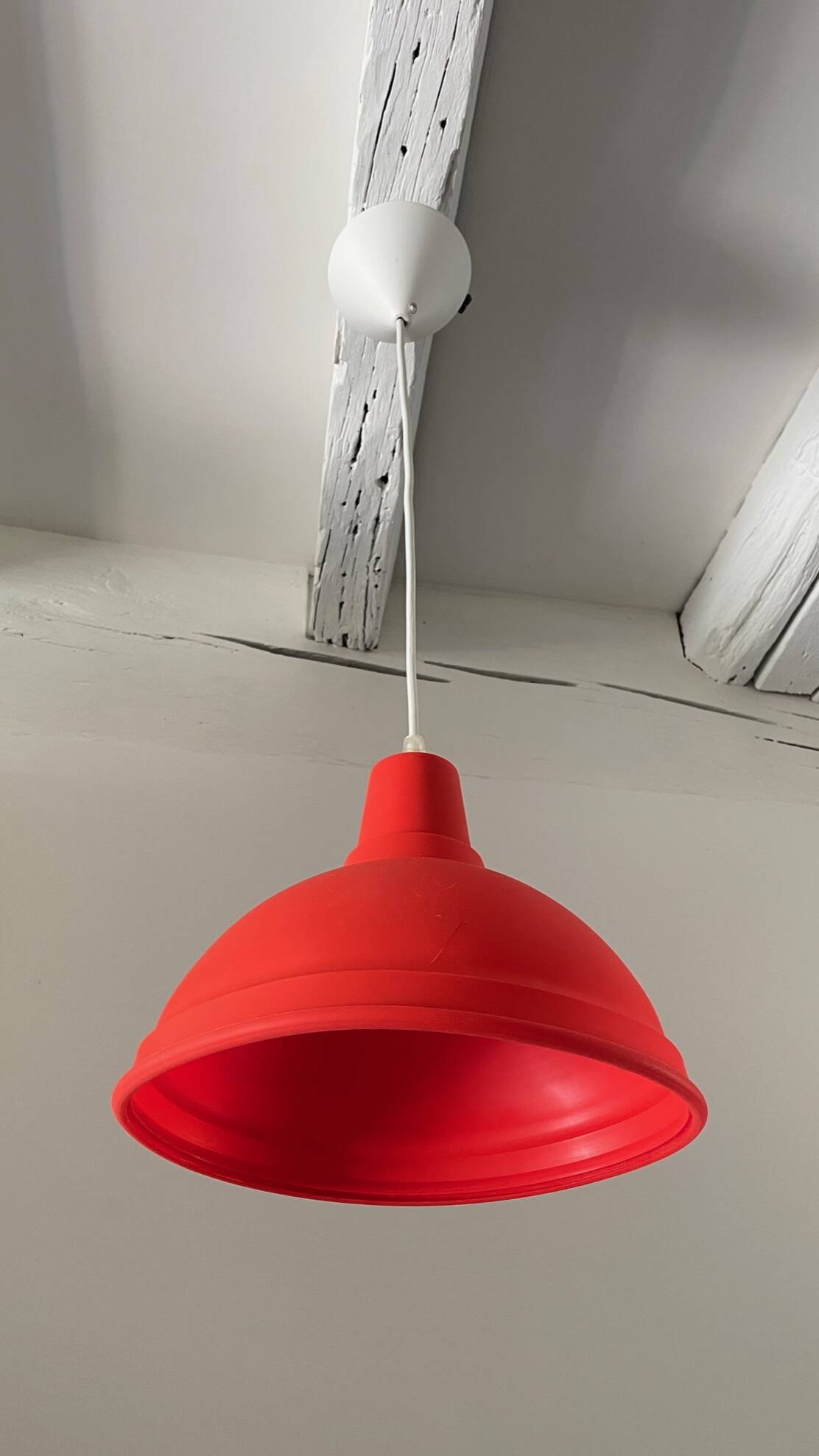 Red geometric pendant light