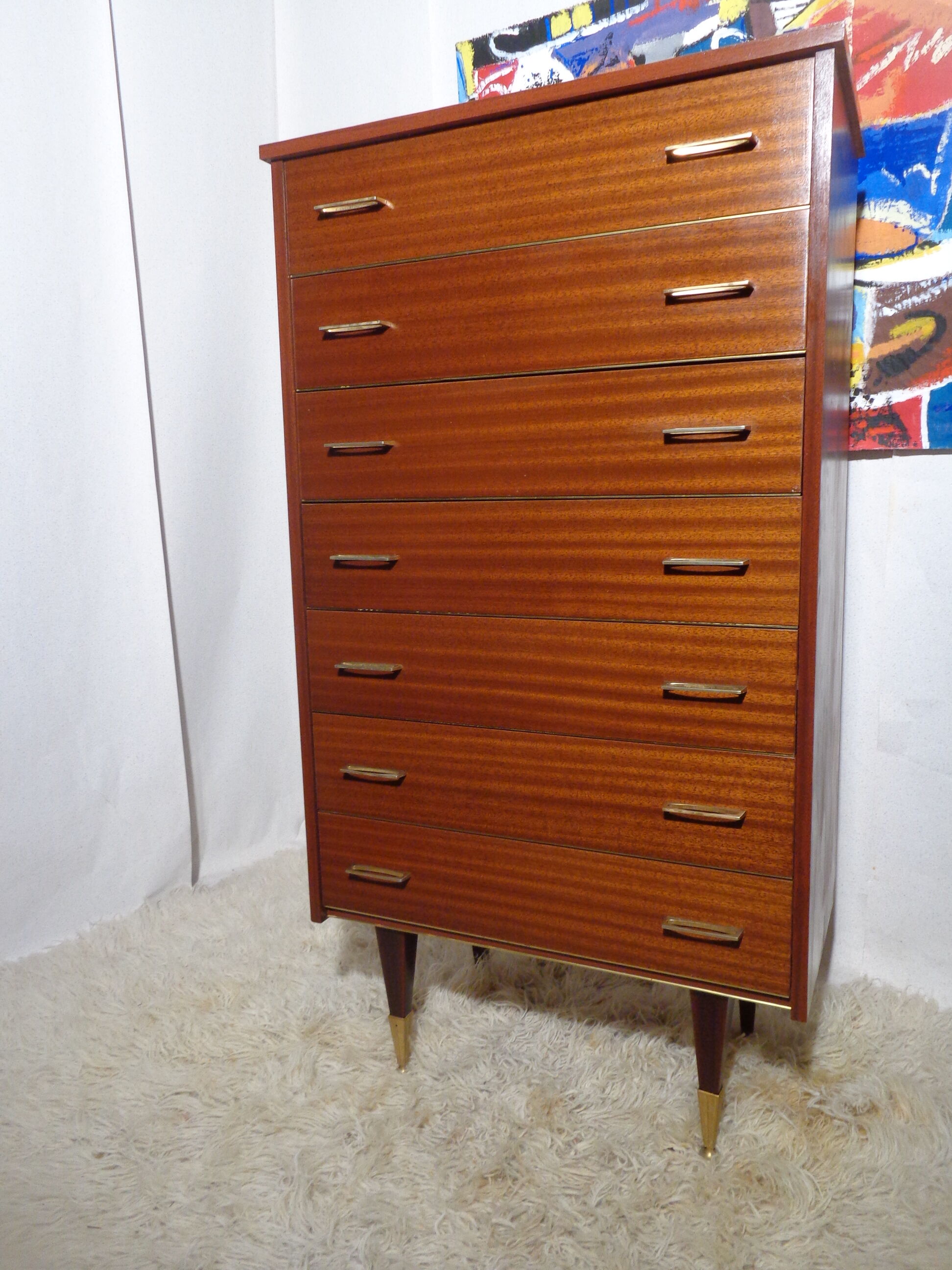 Vintage rag chest of drawers from the 60s seven drawers