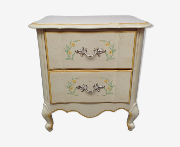 Meuble d'appoint bois motifs fleurs
