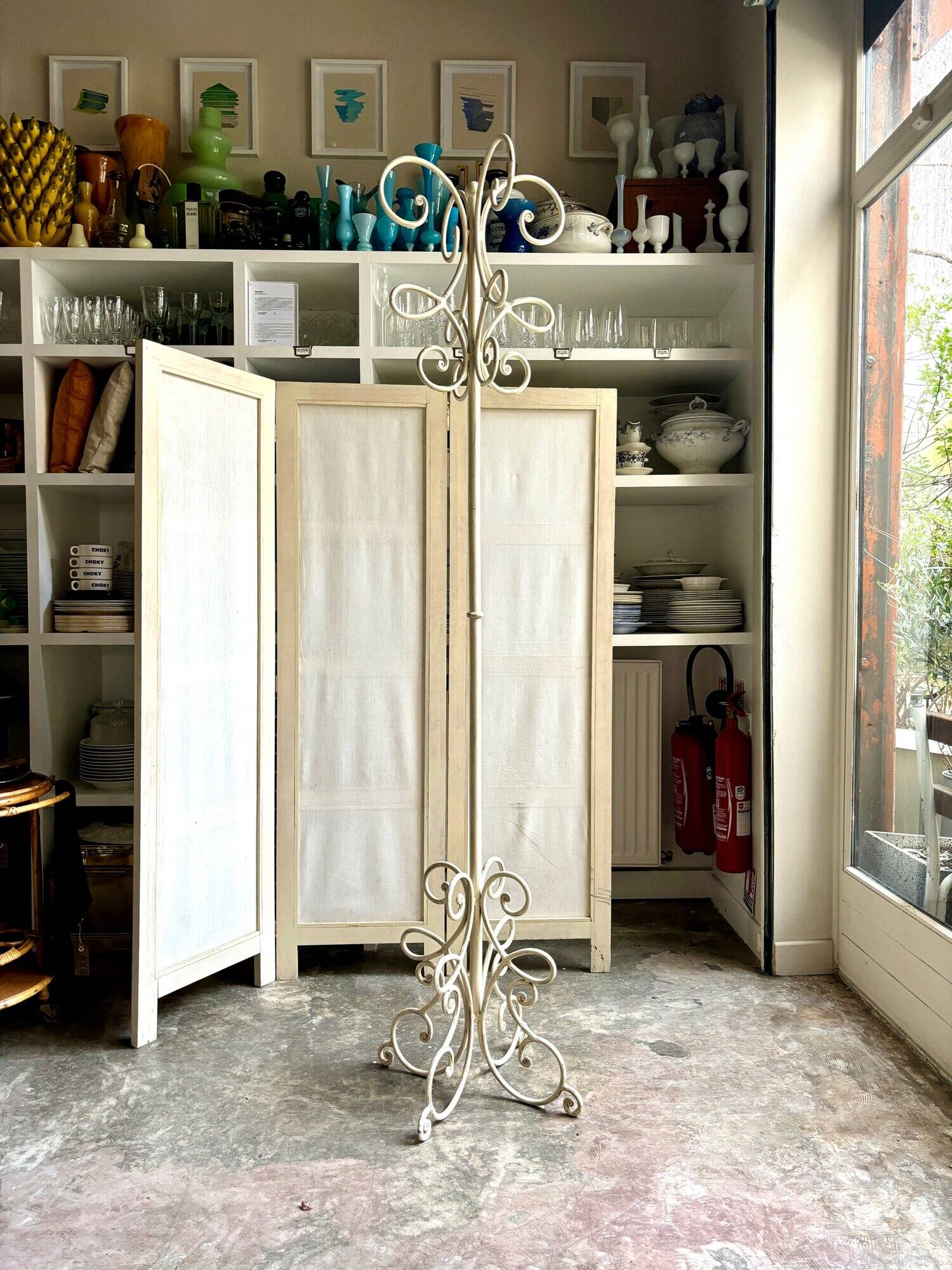 White metal coat rack