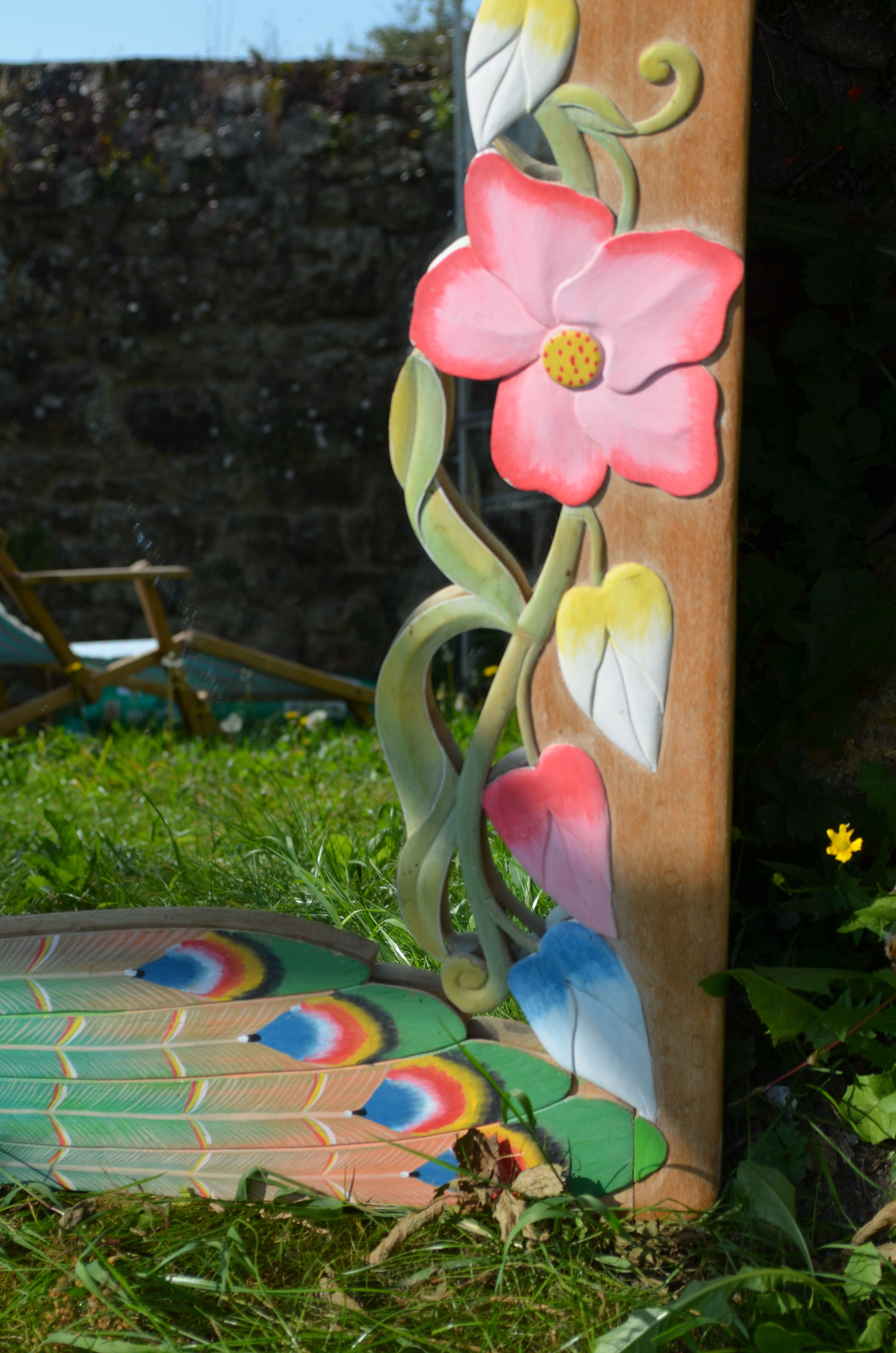 Carved wooden mirror "The Peacock"