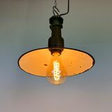 Industrial Green Enamel Factory Pendant Lamp with Cast Aluminium Top, 1960s