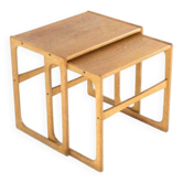 Ensemble de 2 tables gigognes en chêne - design danois - moderne du milieu du siècle