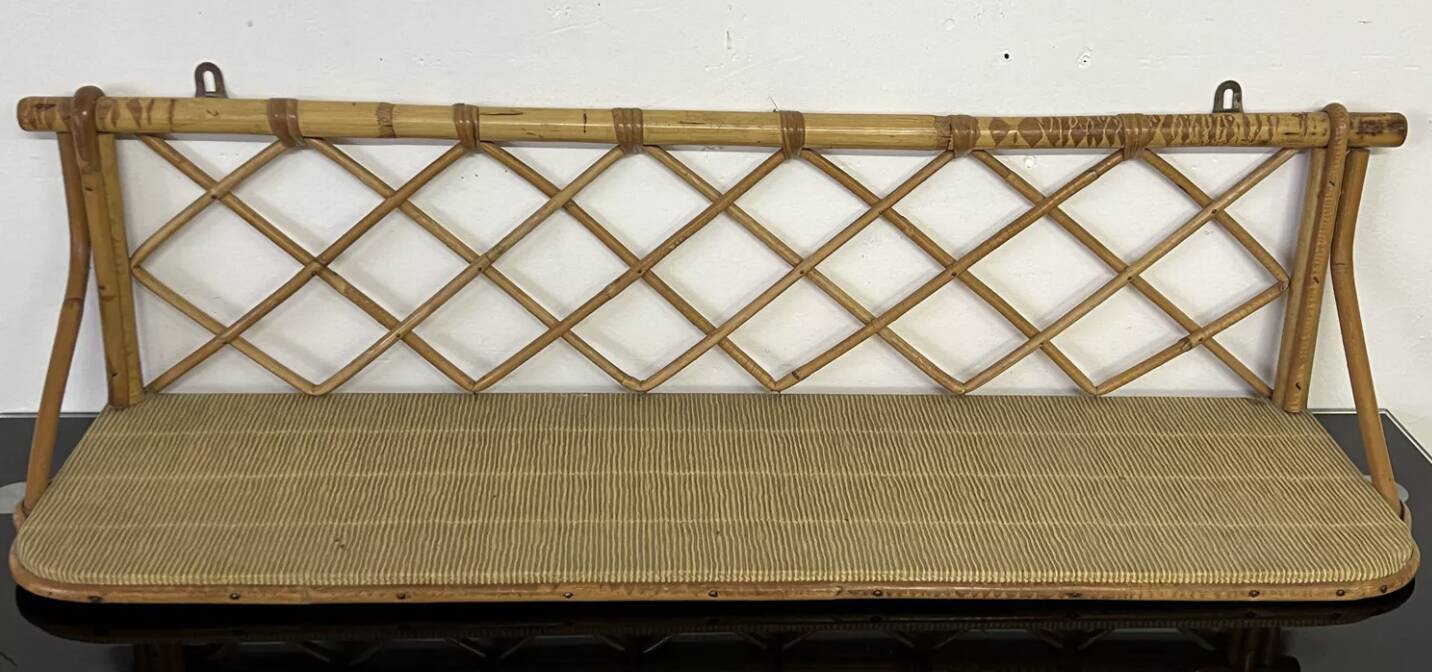 Vintage rattan wall shelf