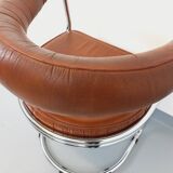 Vintage Italian armchair Giotto Stoppino for Kartell in chrome and skai from the 70s