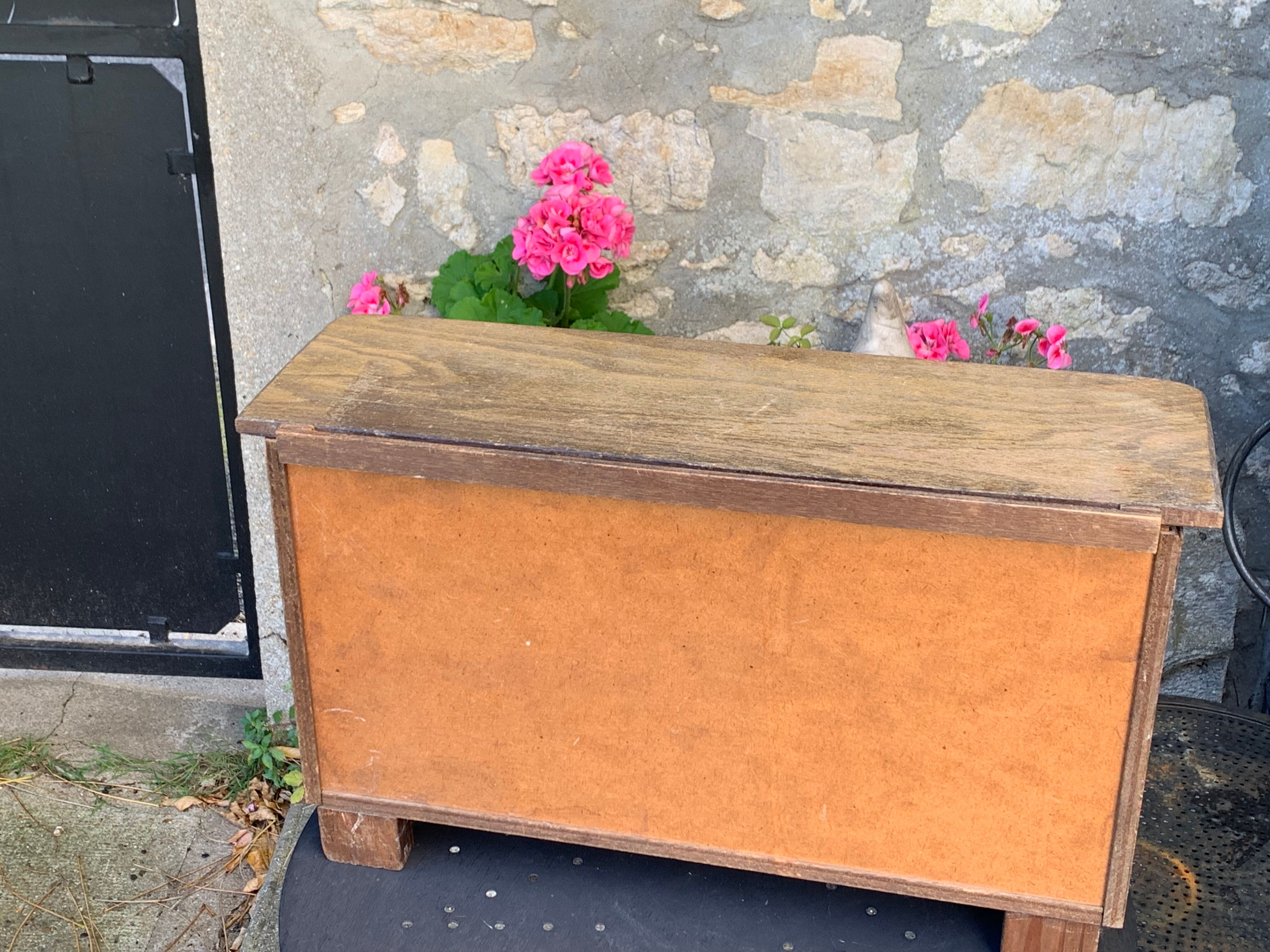 Wooden sideboard without doors for vintage dolls