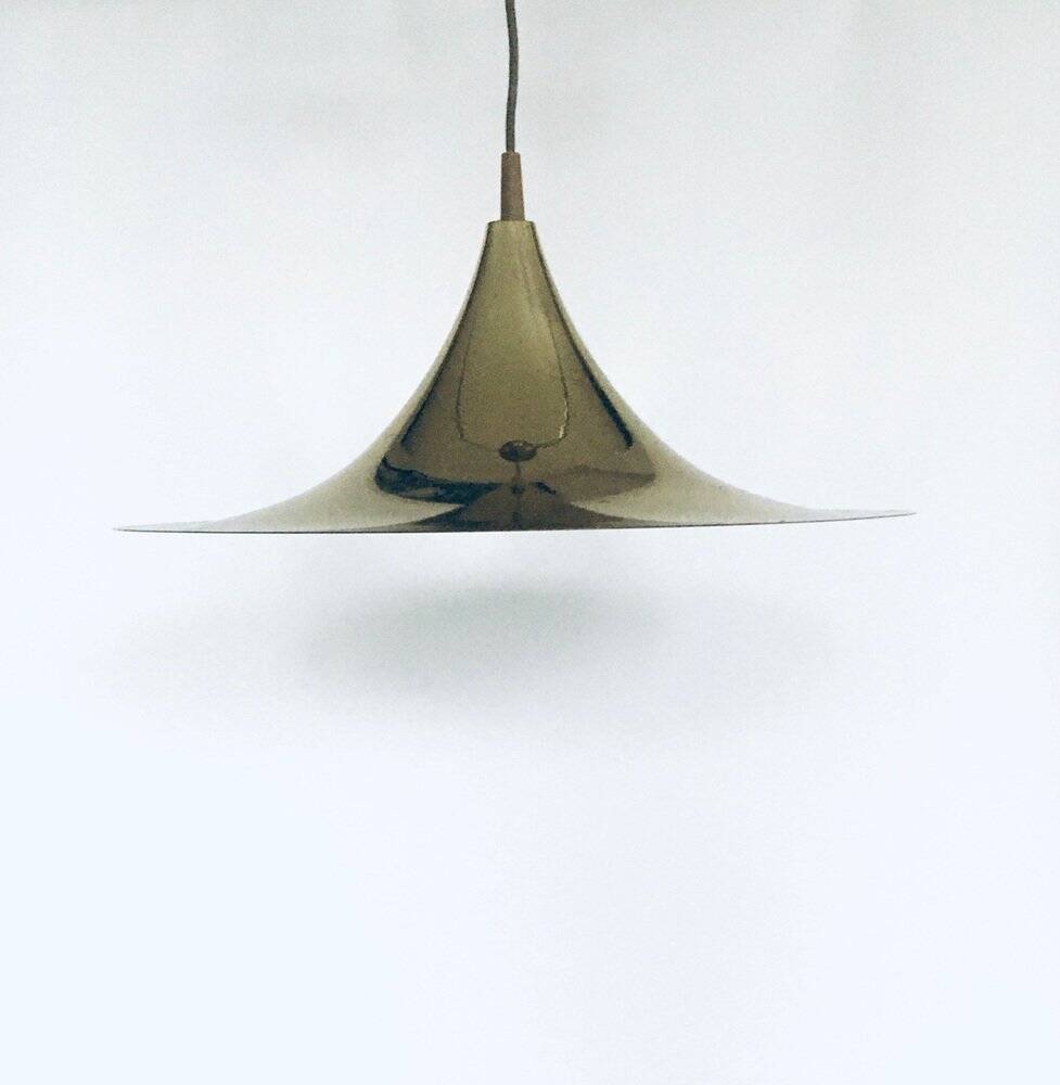 Postmodern Witch Hat Gold Pendant Lamp, 1980s