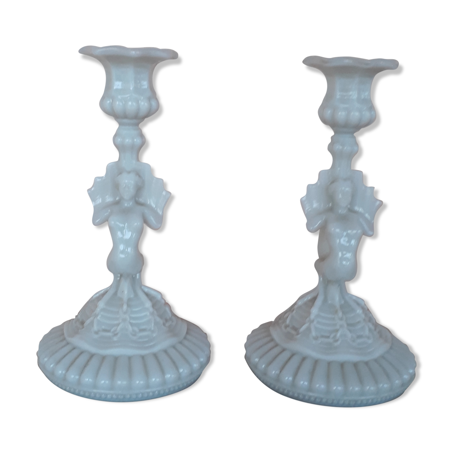 Paire de bougeoirs chimères