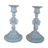 Paire de bougeoirs chimères