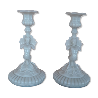 Pair of chimera candlesticks