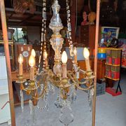 19th Bronze and Crystal Chandelier