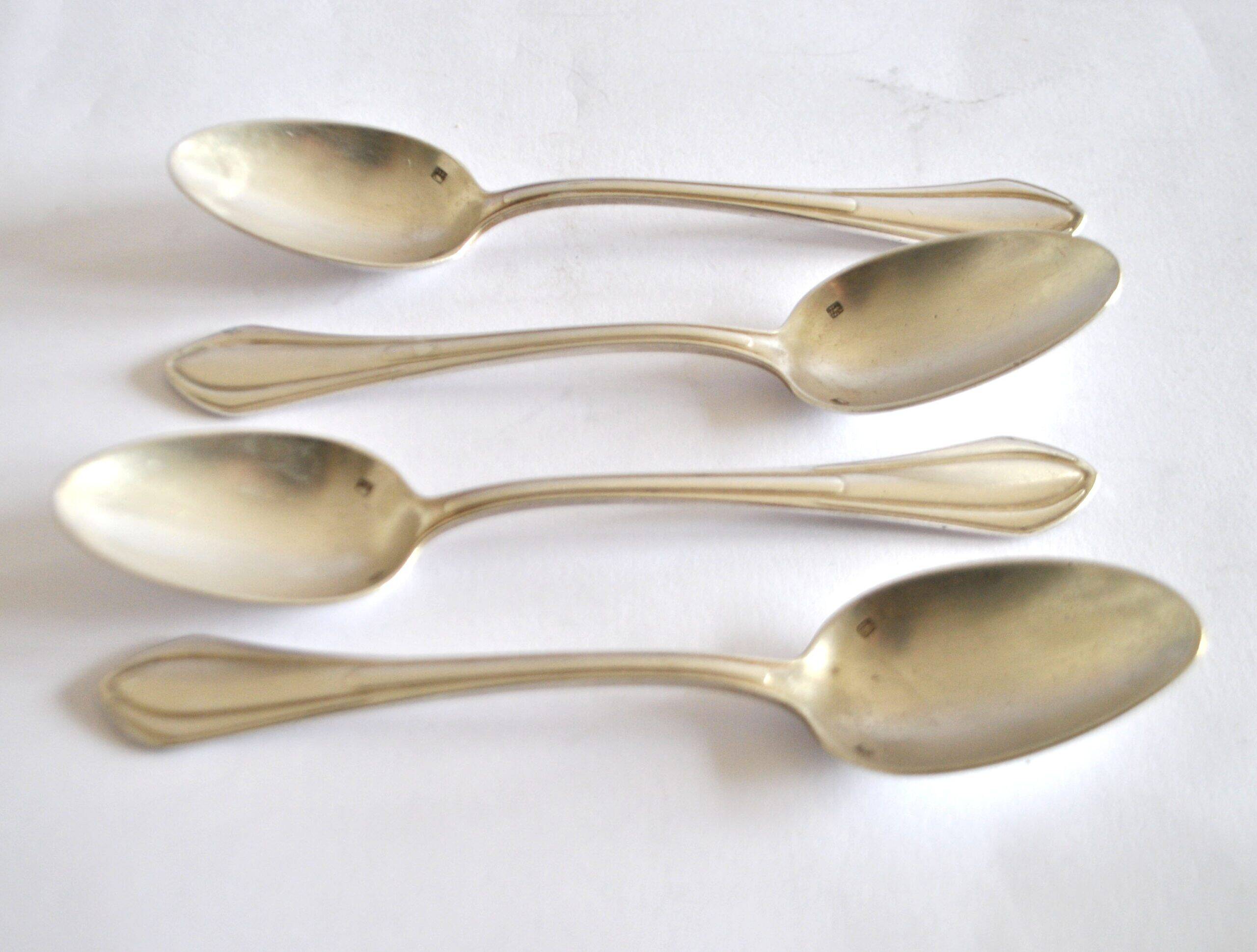 SFAM set of 4 Art Deco silver-plated teaspoons in Printania style