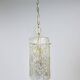 J.T. Kalmar Vienna Midcentury Textured Ice Glass Tube Brass Pendant Lamp, Austria, 1950s