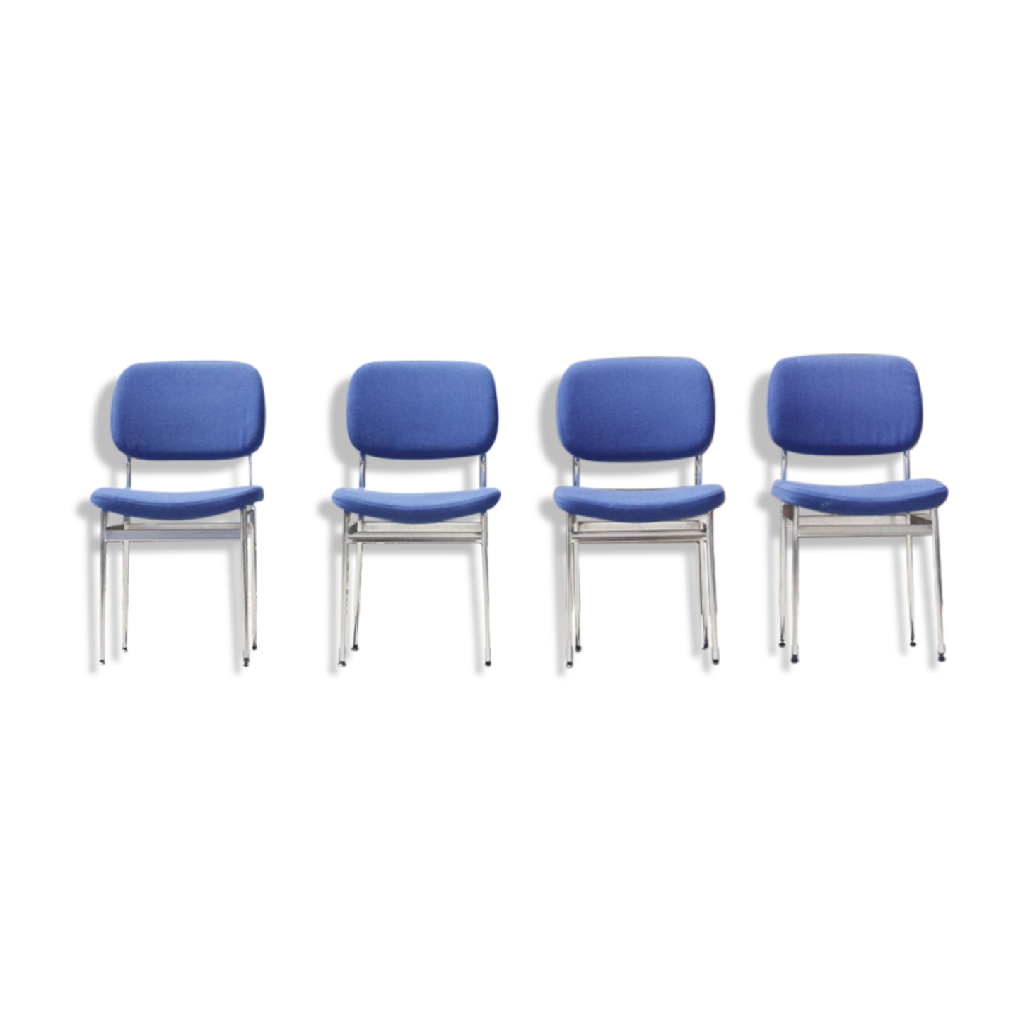 Chairs stella chrome & fabric 1970s, set of 4