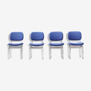 Chairs stella chrome & fabric 1970s, set of 4
