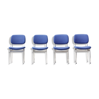 Set de 4 chaises stella chrome & tissu 1970s