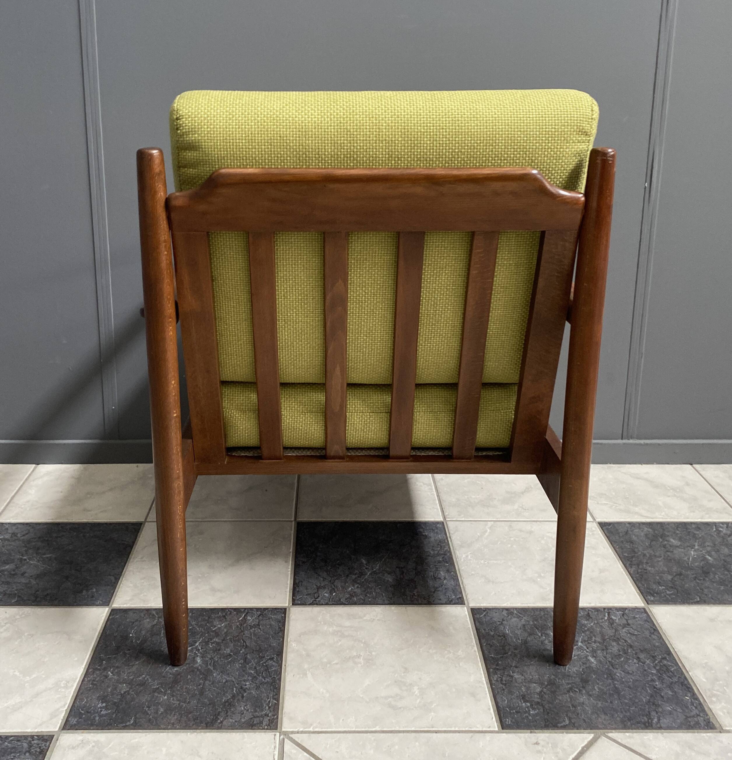 Yellow fabric and wood relax chair 1960s