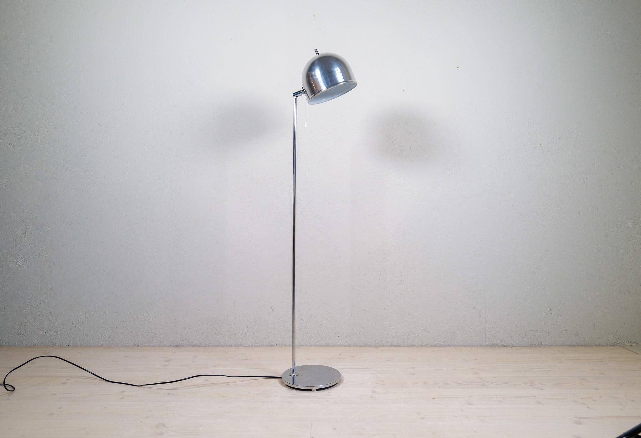 Mid-century modern floor lamp in chrome, model G-075 by Bergboms, Sweden, 1960s.