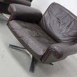 Pair of Vintage De Sede DS-31 Swivel Armchairs in Brown Leather