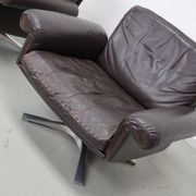 Pair of Vintage De Sede DS-31 Swivel Armchairs in Brown Leather