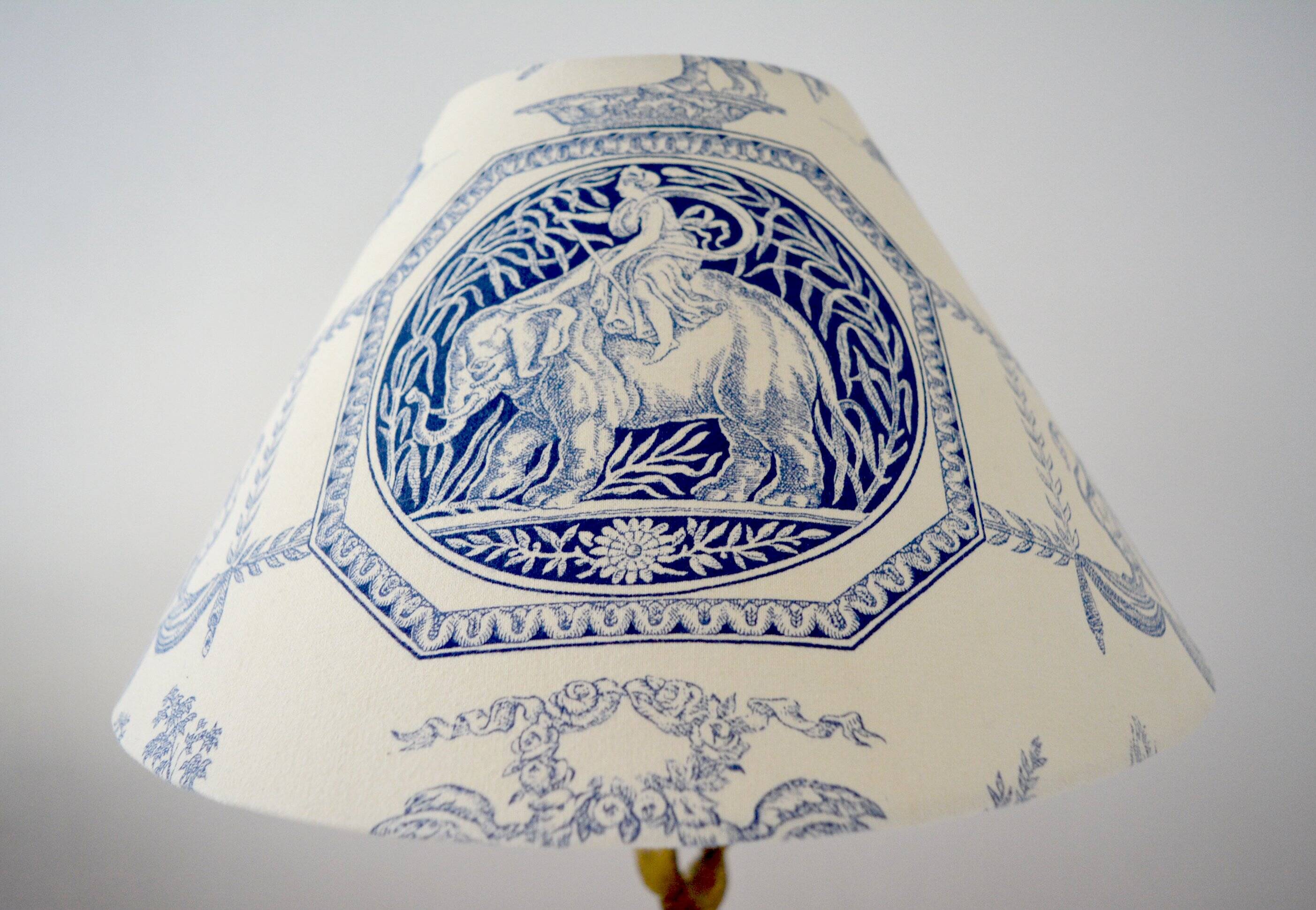 Toile de Jouy lampshade, Diana the Huntress motif