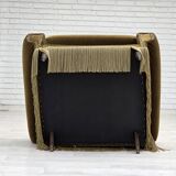 1970s, Danish armchair, green furniture velour, ash wood legs.