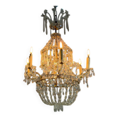 Lustre sac de perles en cristal, XIXème siècle