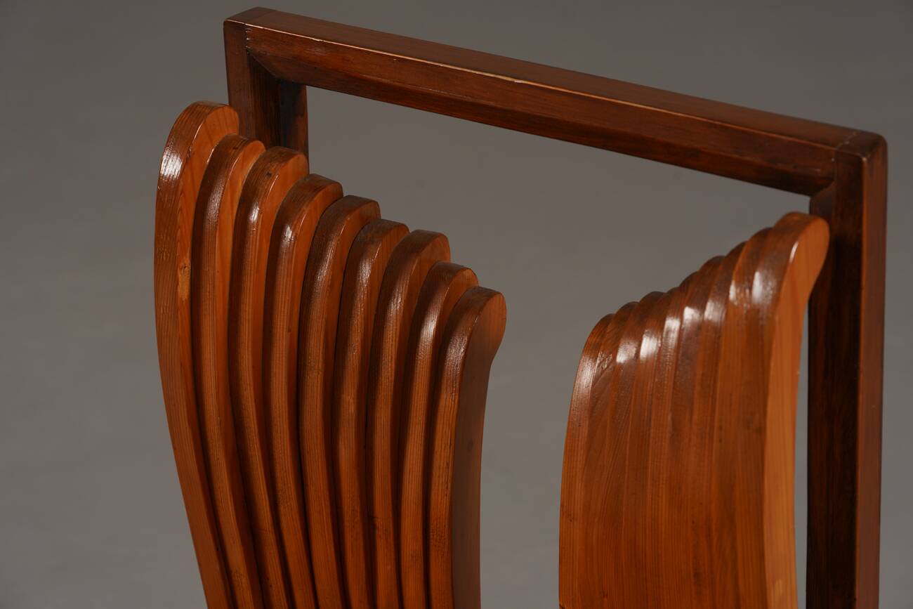 Vintage sculptural unique design dining chairs, France 1960s set of 2