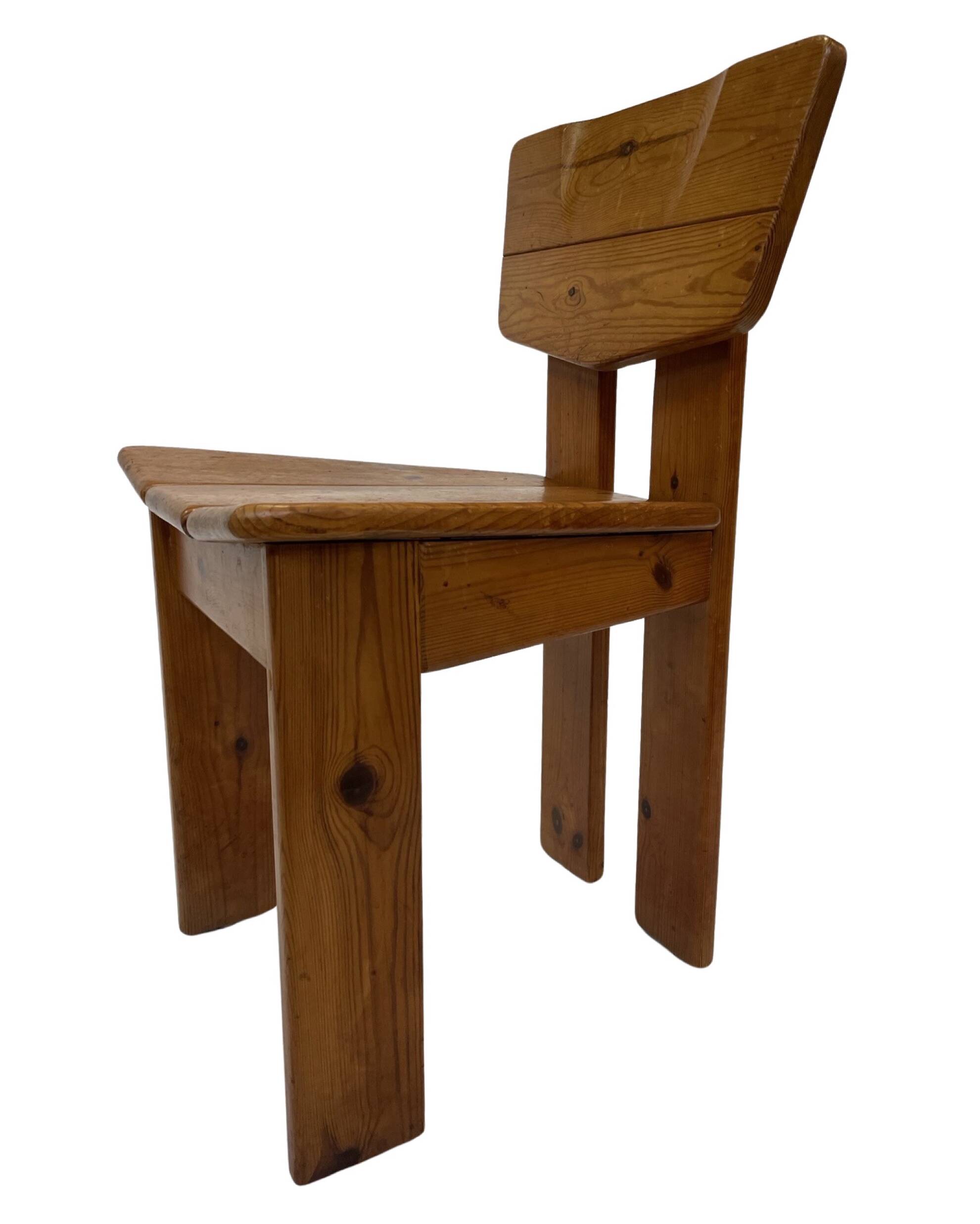 Vintage Brutalist Pine Chair 1970s Minimalist Wood Design
