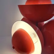 Living room lamp with 4 lights in orange color lacquered metal circa 1970