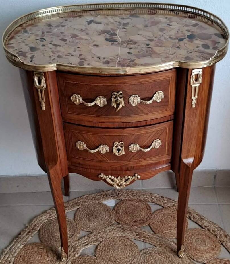 Louis XVI style marquetry bedside table