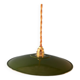 Green enameled sheet metal pendant light