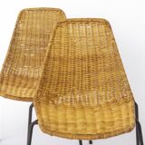 Set of 2 Gianfranco Legler Basket Chairs, 1950s Rattan Chairs, Mid Century.