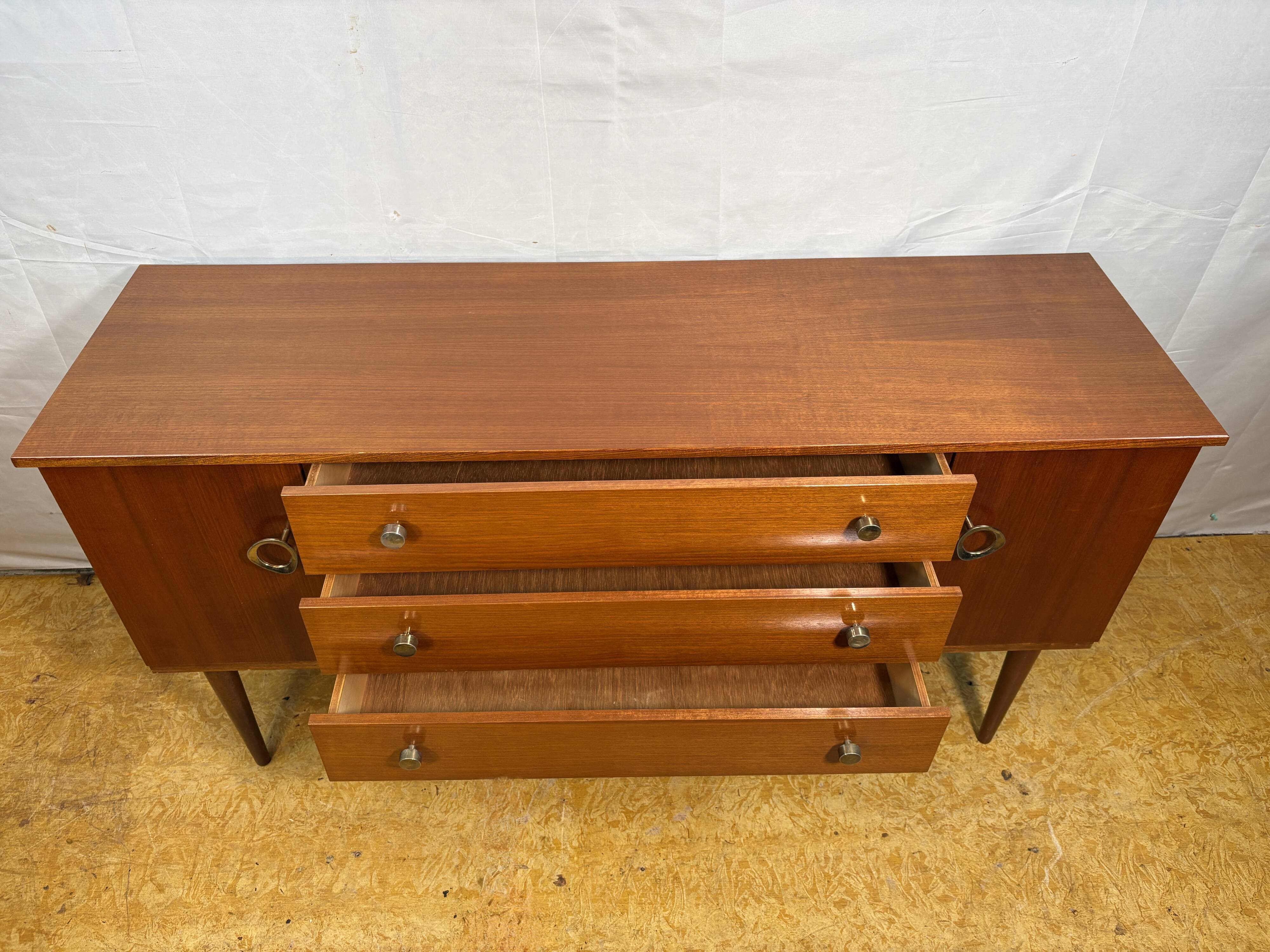Mid Century Retro Teak Small Sideboard by Schreiber (Circa 1960)  A stylish